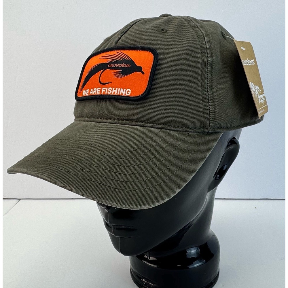 Grundens Fishing Streamer SE  Trucker Snapback Cap Army Green Hat NWT